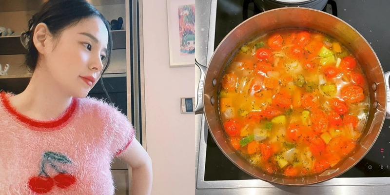 민효린, 주부 9단 다 됐네…♥태양·아들 위한 야채수프 '뚝딱'