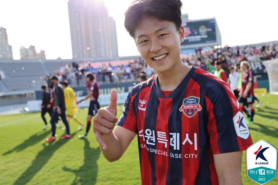 ▲ 1골 1도움 작렬! 수원FC의 홈 승리를 이끈 이승우. ⓒ한국프로축구연맹