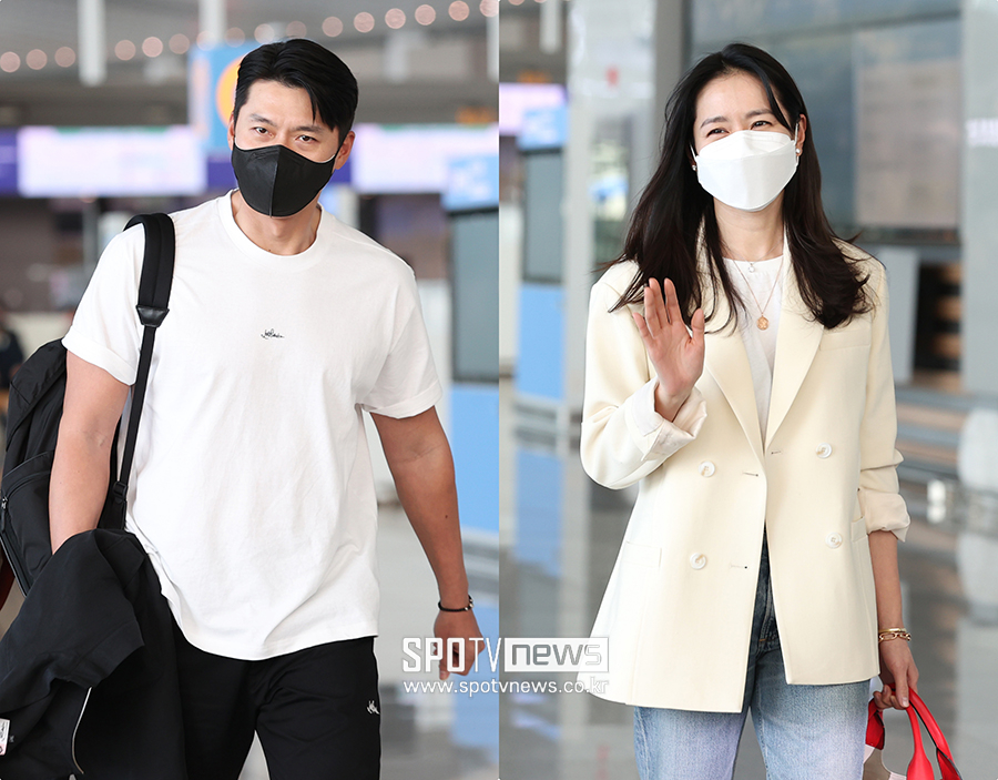 ▲신혼여행차 출국하는 현빈(왼쪽) 손예진. ⓒ곽혜미 기자