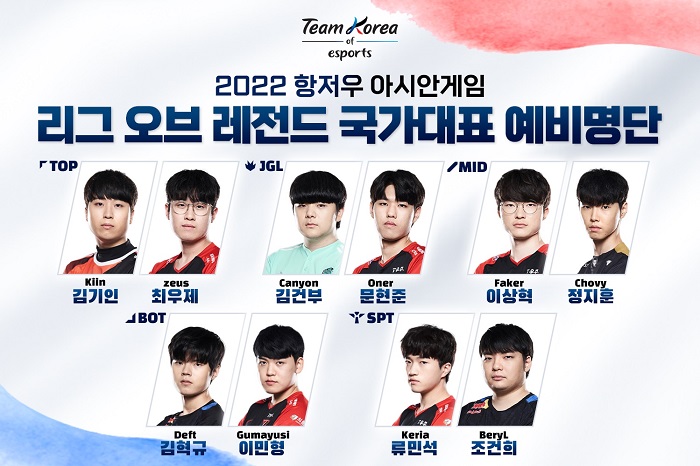 [공식발표] 페이커 등 T1만 5명…LoL 국가대표 예비명단 공개