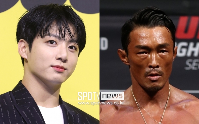 ▲ 방탄소년단 멤버 정국(왼쪽)과 격투기 선수 추성훈. 출처| 스포티비뉴스DB