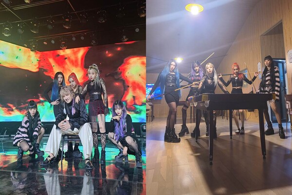 ▲ 롤링쿼츠가 김장훈 신곡 '아이스 온 파이어' 퍼포먼스 뮤직비디오 촬영을 함께 했다. 출처|롤링쿼츠 SNS, 롤링스타엔터테인먼트