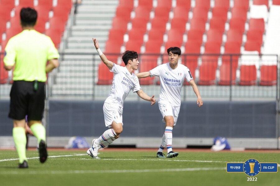 ▲ 이병근 감독 체제 첫 골을 기록한 정승원. ⓒ대한축구협회