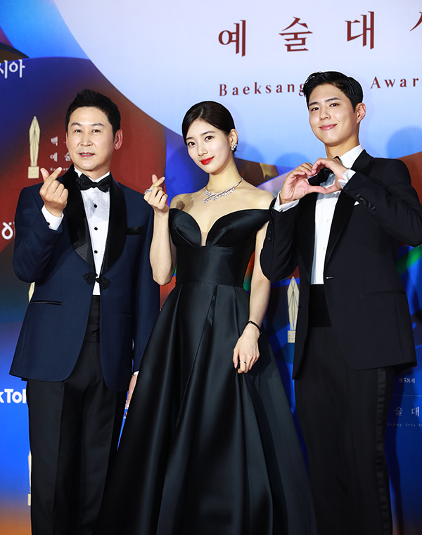 ▲왼쪽부터 신동엽 수지 박보검. 제공|백상예술대상 사무국