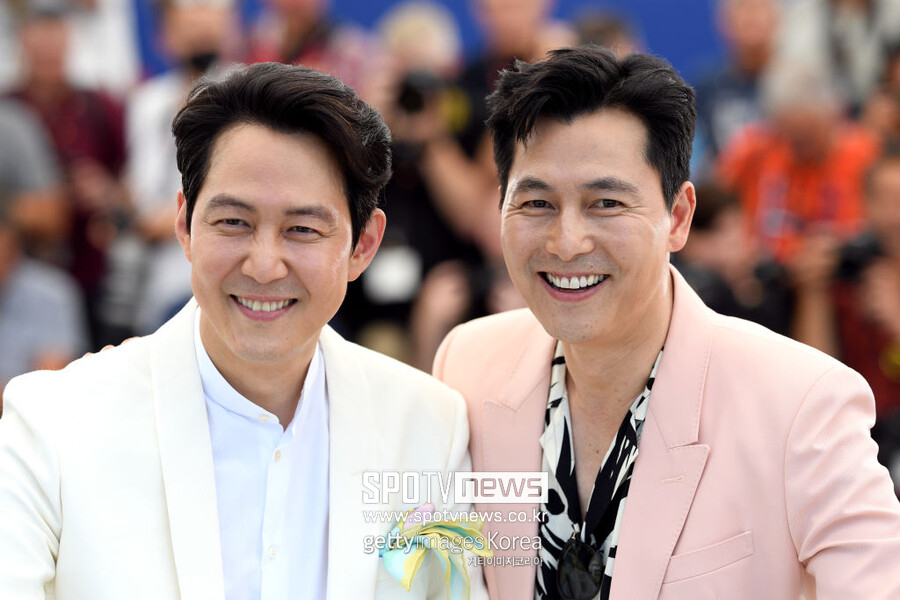 ▲ '헌트'의 제 75회 칸국제영화제 공식 포토콜에 나선 이정재(왼쪽) 정우성 ⓒ게티이미지