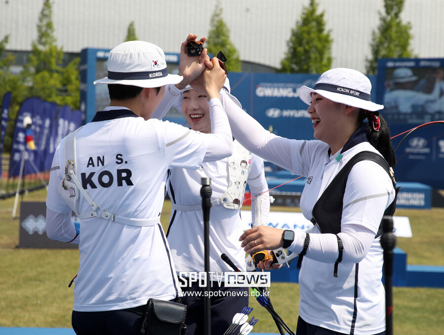 ▲ 한국 리커브 양궁 대표 팀이 '광주 2022 현대월드컵'을 석권했다. ⓒ 연합뉴스