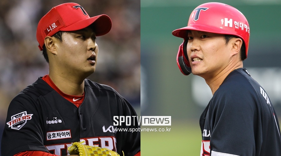 ▲ 시즌 초반 KIA의 승률에 큰 지분을 차지하고 있는 윤중현(왼쪽)과 류지혁 ⓒKIA타이거즈