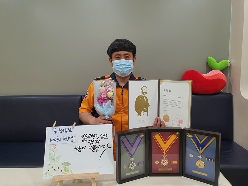 ▲ 부천소방서 공병삼 소방관 ⓒ 두산 베어스