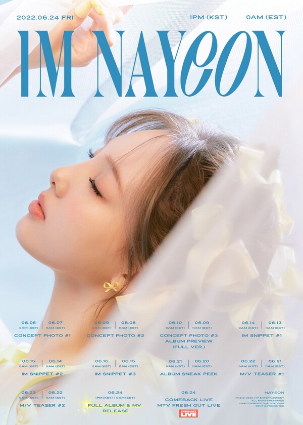 ▲ 트와이스 나연의 솔로앨범 타임 테이블. 제공|JYP엔터테인먼트