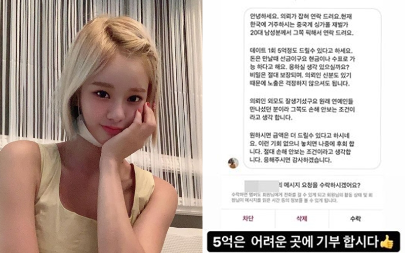 "데이트 1회 5억"…맹승지, 스폰서 제안에 불쾌감 토로 "더위 먹었나"
