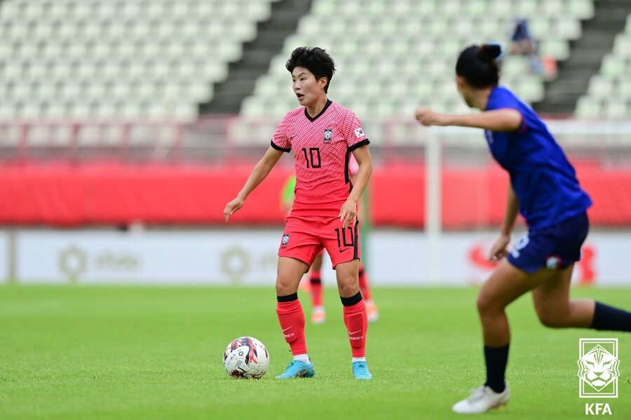 ▲ 26일 대만과 경기에 출전한 지소연. ⓒ대한축구협회