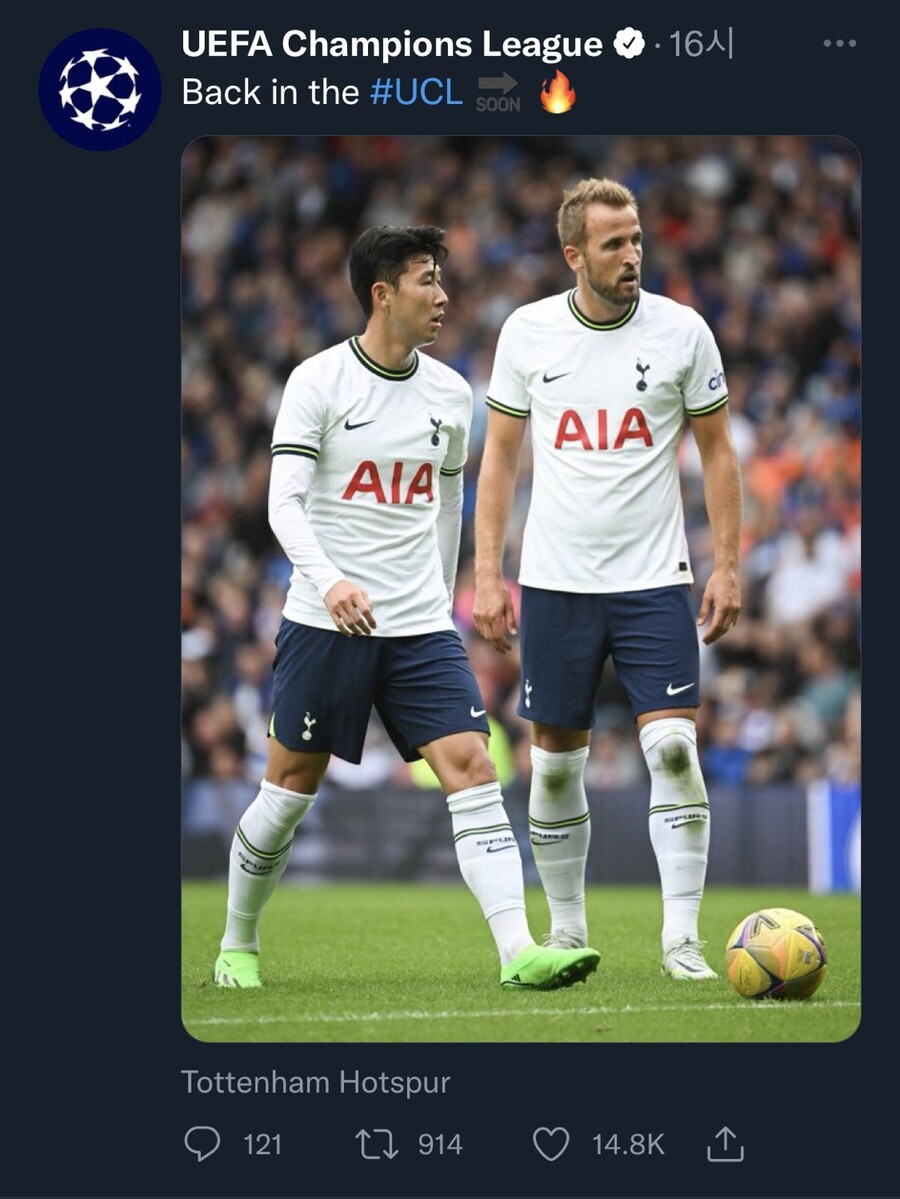 ▲ 손흥민과 해리 케인을 기대하는 UCL ⓒUCL 공식 계정 갈무리