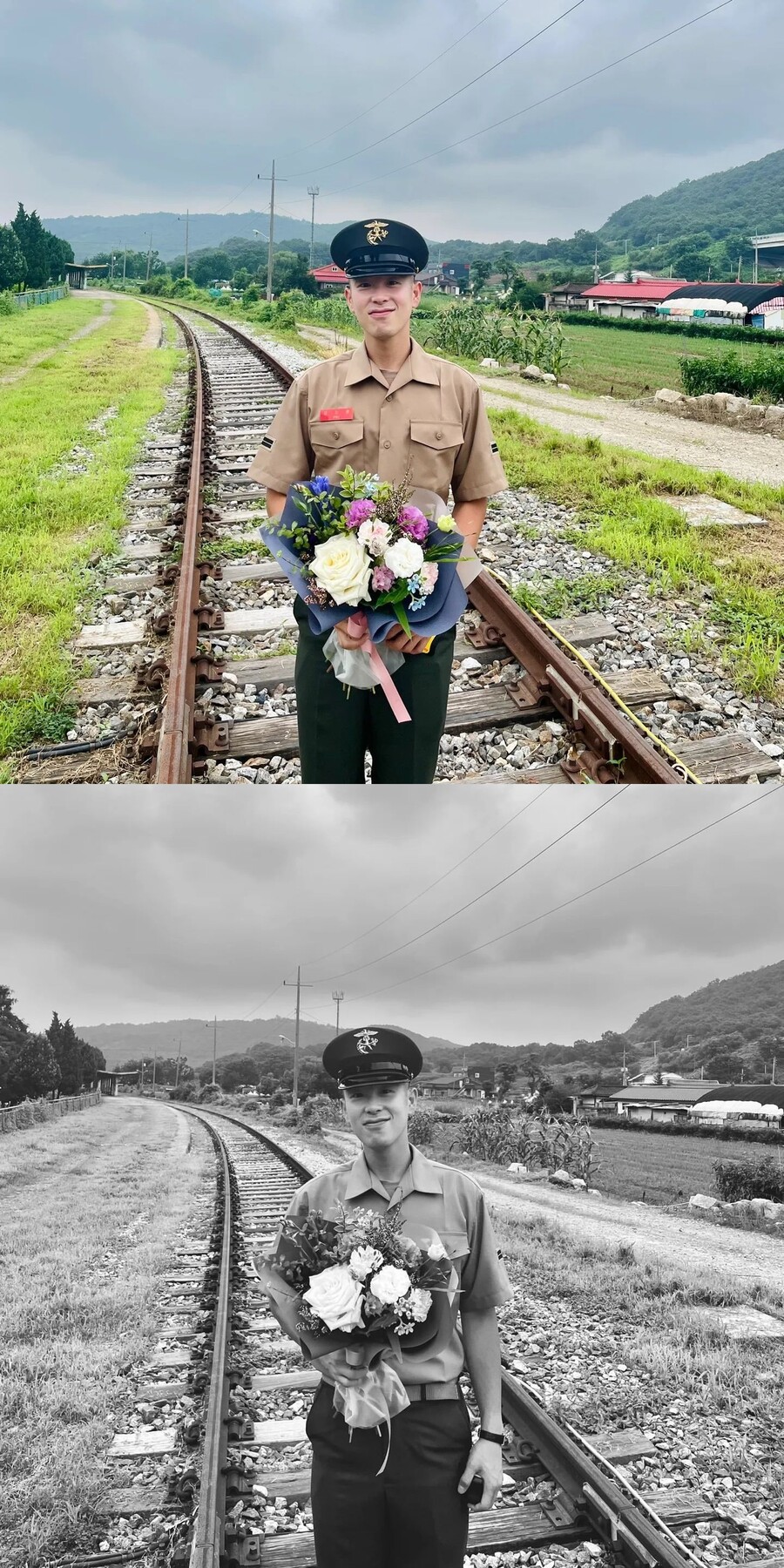'해병대' 피오, 첫 휴가 나오자마자 찍은 사진…웃는 얼굴이 '반쪽'