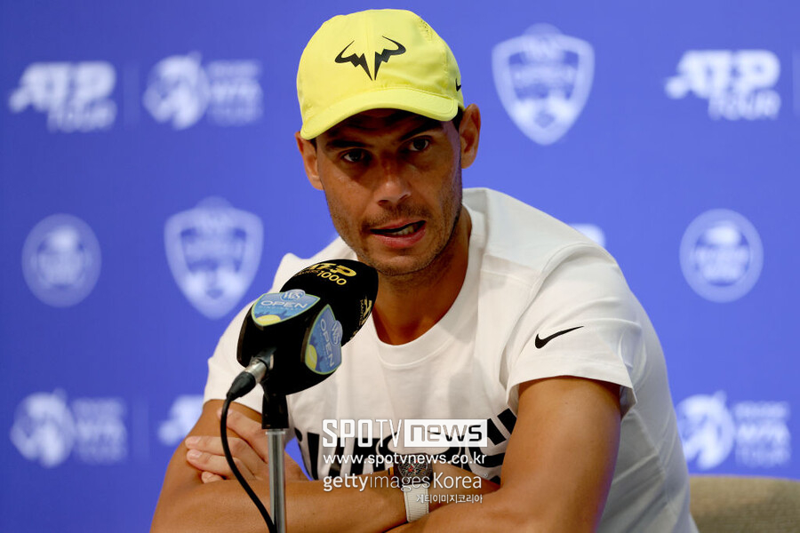 ▲ 라파엘 나달이 2022 ATP 투어 웨스턴 앤 서던 오픈을 앞두고 기자회견을 하고 있다.