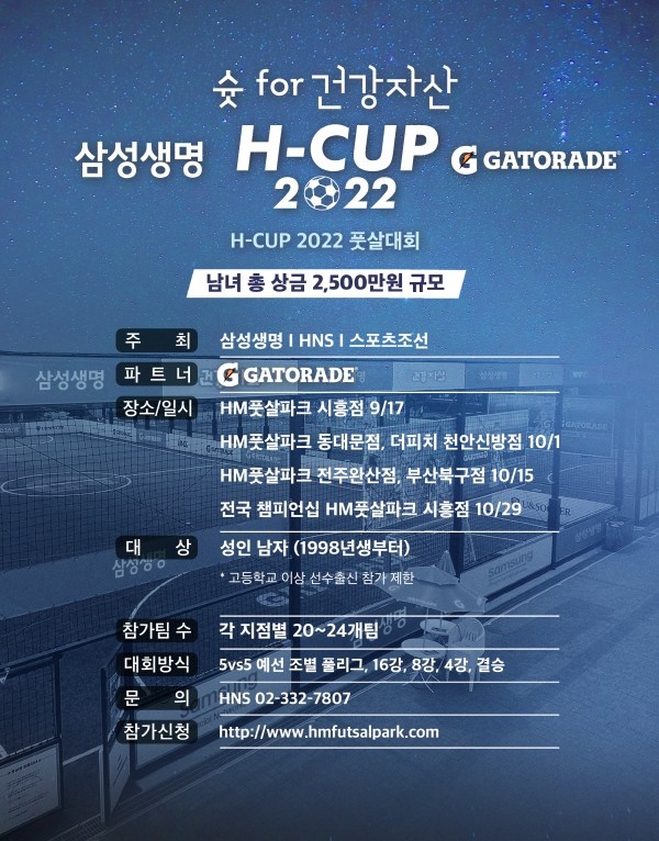 ▲ 총 상금 2500만 원을 두고 풋살 대회가 펼쳐진다. ⓒH-CUP 2022