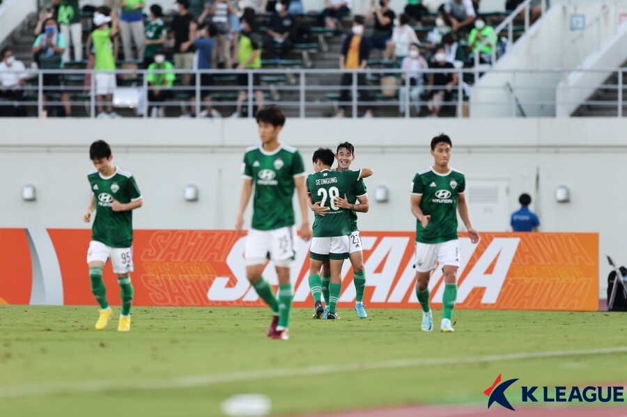 ▲ 대구FC와의 아시아 축구연맹 챔피언스리그 16강전에서 골맛을 본 송민규 ⓒ한국프로축구연맹