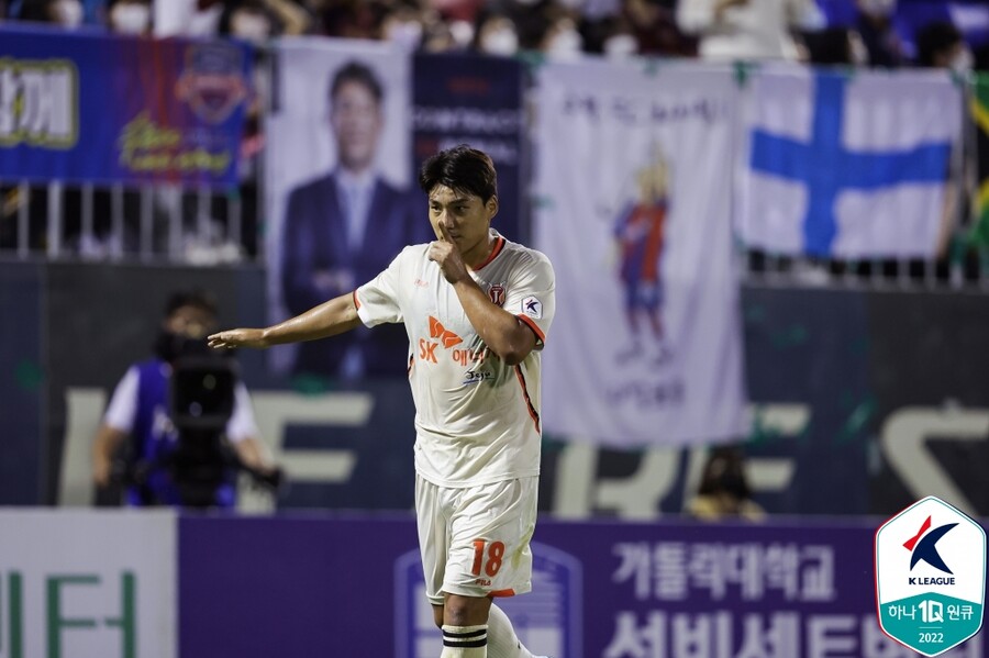 ▲ 동점골을 터트린 주민규. ⓒ한국프로축구연맹