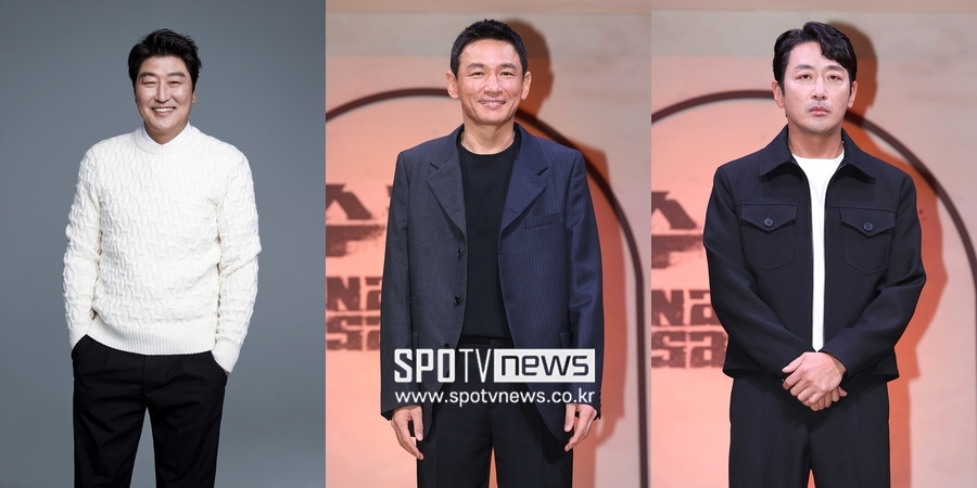 ▲ 배우 송강호, 황정민, 송강호. 제공| 샘컴퍼니, ⓒ곽혜미 기자