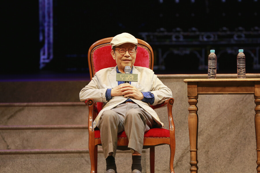▲ 연극 '두 교황' 라운드 인터뷰에 참석한 배우 신구. 제공| 로네뜨