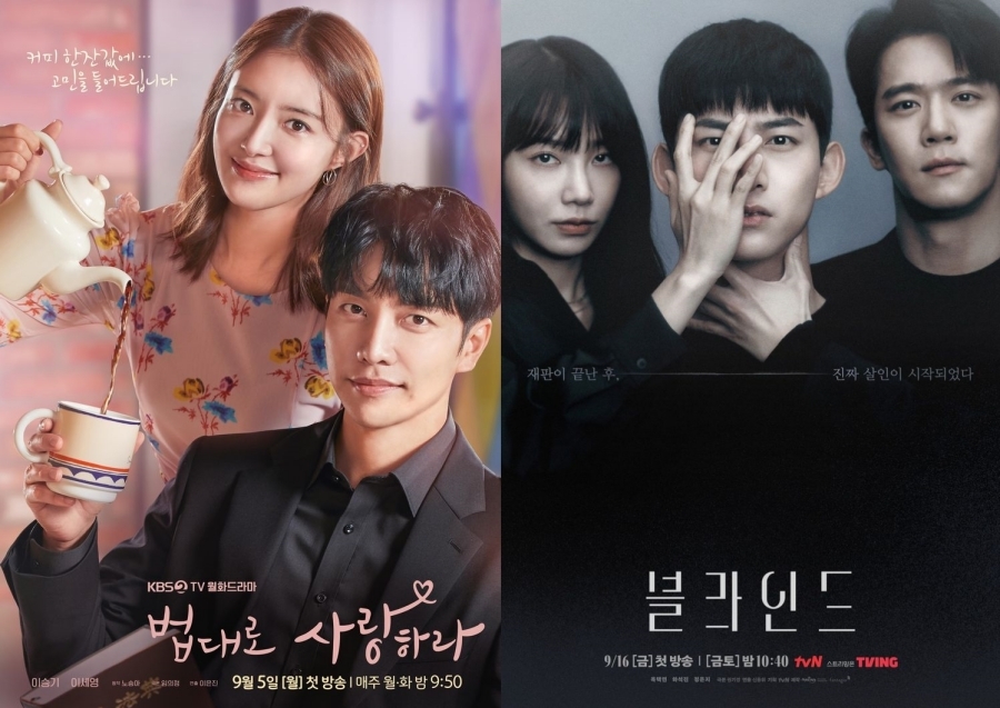 ▲ KBS2 새 월화드라마 '법대로 사랑하라' 포스터, tvN 새 금토드라마 '블라인드'. 제공| KBS, tvN