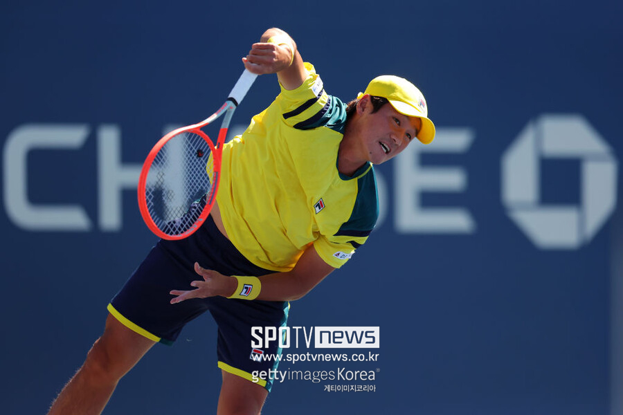 ▲ 2022년 US오픈 남자 단식 2회전에서 경기를 펼치고 있는 권순우