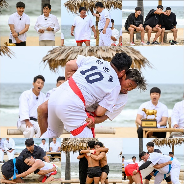 '힘대힘 맞대결' 추성훈 vs 양준혁, 모래사장 위 첫 대면…짜릿한 씨름 한판('천하제일장사')