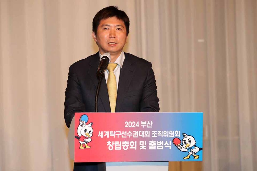 ▲ 유승민 대학탁구협회장 및 2024 부산세계탁구선수권대회 파이널스 공동위원장 ⓒ2024 부산세계탁구선수권대회 파이널스 조직위원회