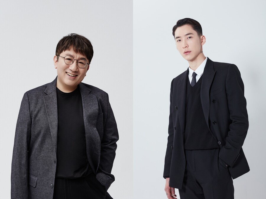 ▲ (왼쪽부터) 하이브 방시혁 의장, 김성현 크리에이티브 디렉터. 제공|하이브