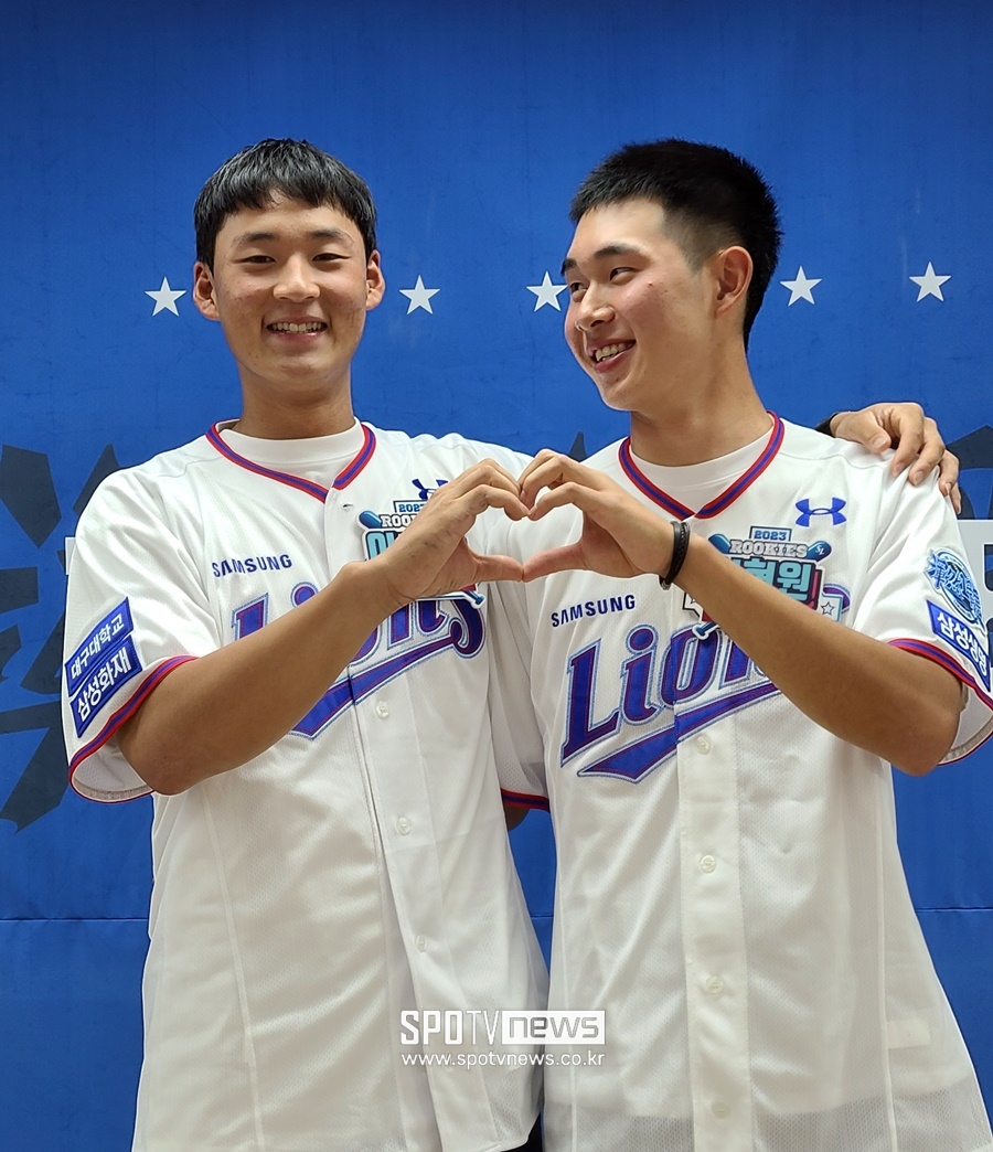 ▲ 삼성 라이온즈 2023년 신인 이호성(왼쪽)과 서현원 ⓒ 대구, 김민경 기자