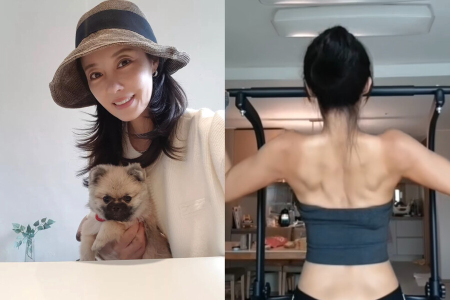 '애둘맘' 이지현, 연악해보였는데 근육질이었네…40살 안믿기는 탄탄 등근육