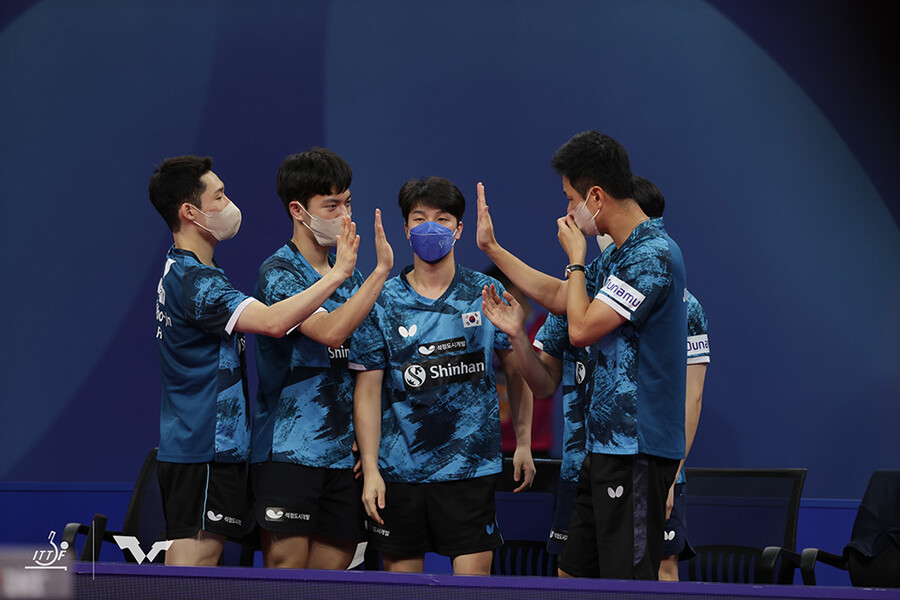 ▲ 한국 남자 탁구 대표팀 ⓒITTF