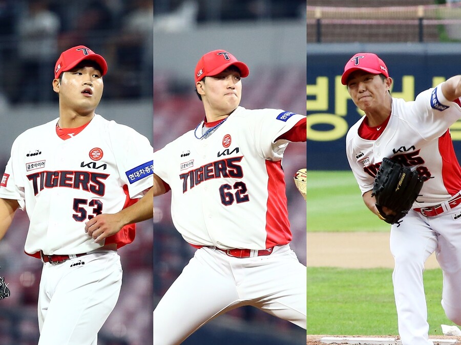 ▲ 왼쪽부터 KIA 투수 김기훈-정해영-이의리. ⓒKIA 타이거즈