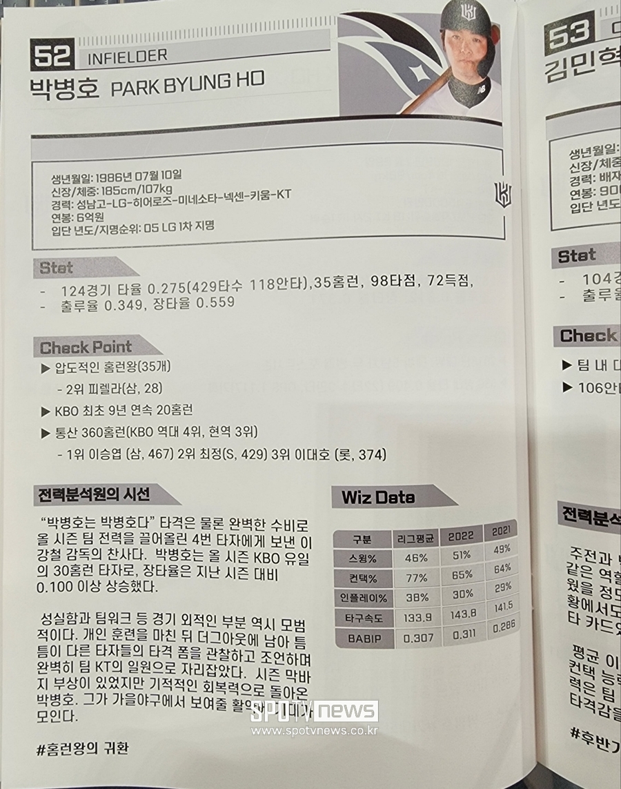 ▲ 다양한 정보들로 세세하게 기록된 kt의 포스트시즌 가이드북. ⓒ고척, 박정현 기자