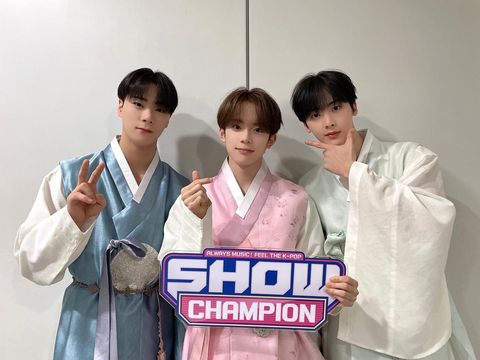▲ (왼쪽부터)문빈, 강민, 윤산하. 출처|'쇼챔피언' 공식 SNS