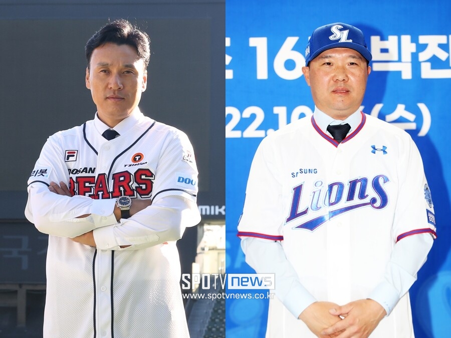 ▲ 이승엽 두산 베어스 감독(왼쪽)-박진만 삼성 라이온즈 감독. ⓒ곽혜미 기자, 삼성 라이온즈
