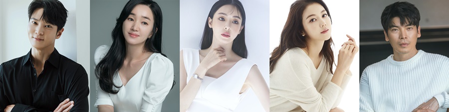 ▲ 왼쪽부터 주원 수애 이다희 김옥빈 김성오. 제공ㅣ고스트스튜디오