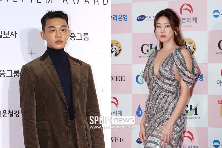 ▲ 유아인(왼쪽), 한혜진.  ⓒ곽혜미 기자 ⓒ스포티비뉴스DB