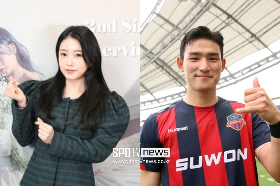 ▲ 티아라 소연(왼쪽), 조유민.  ⓒ한국프로축구연맹, 생각엔터테인먼트