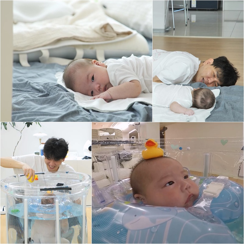 홍현희♥제이쓴 子 준범, 100일 맞이 '터미타임+풀장수영'('슈돌')