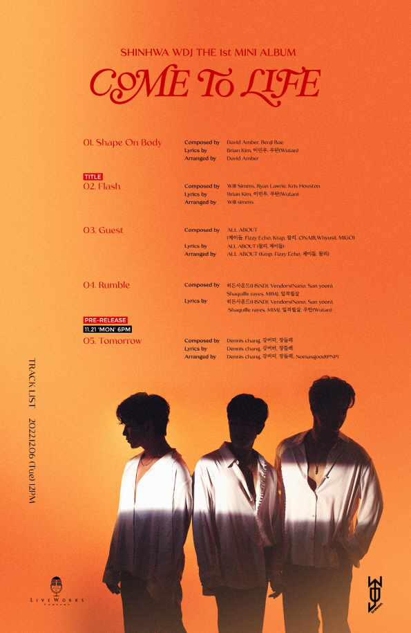 ▲ 신화 '컴 투 라이프' 트랙리스트. 제공ㅣ라이브웍스컴퍼니