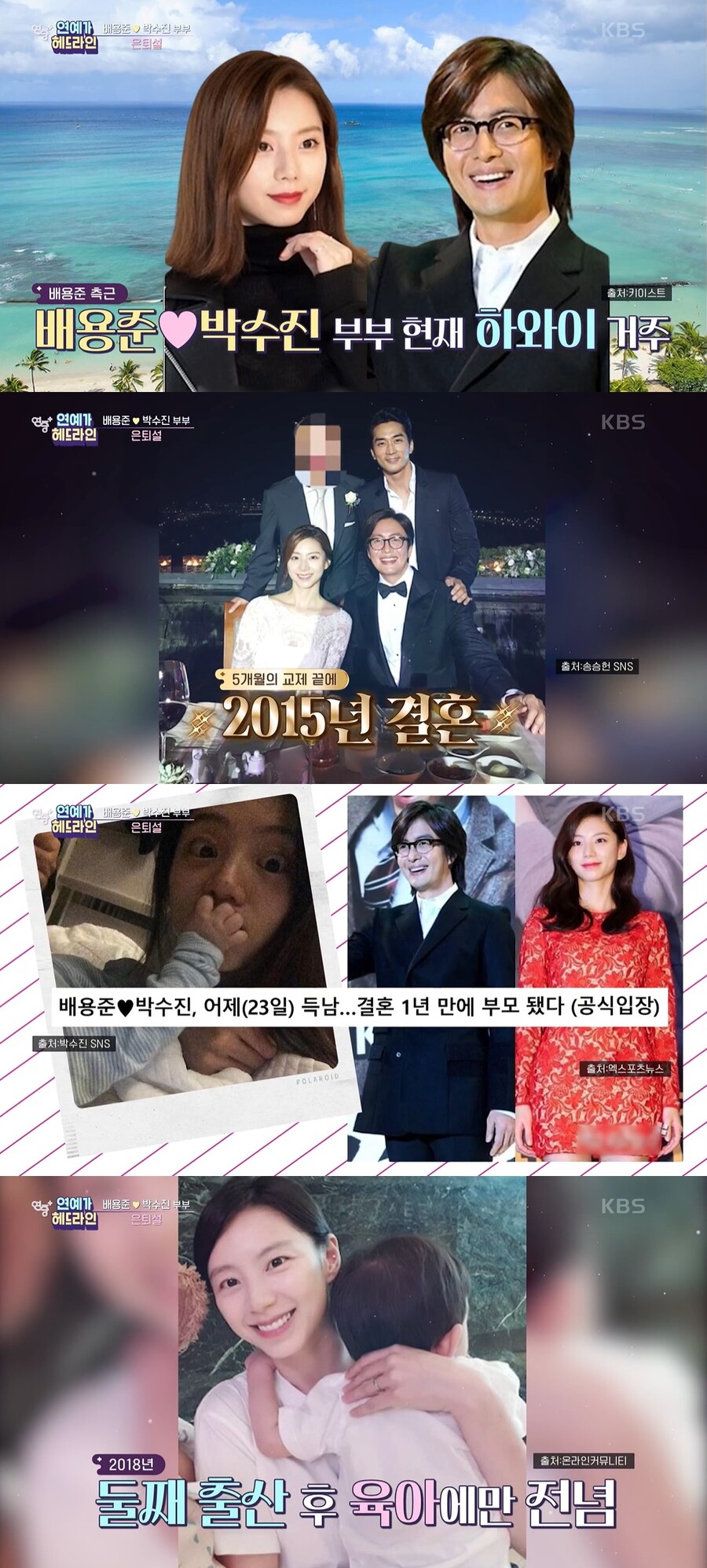▲ KBS2 예능프로그램 '연중 플러스' 배우 배용준, 박수진 부부. 출처|  KBS