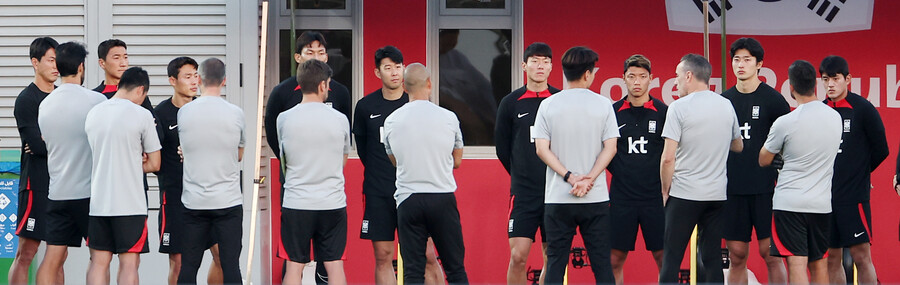 ▲ 축구대표팀이 25일 오후(한국시간) 카타르 도하의 알 에글라 훈련장에서 가나와의 2022 카타르 월드컵 조별리그 2차전 대비에 들어갔다. ⓒ연합뉴스