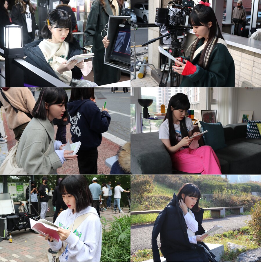 '뉴연플리' 오유진, 현장 비하인드 공개…'대본 껌딱지' 된 열정