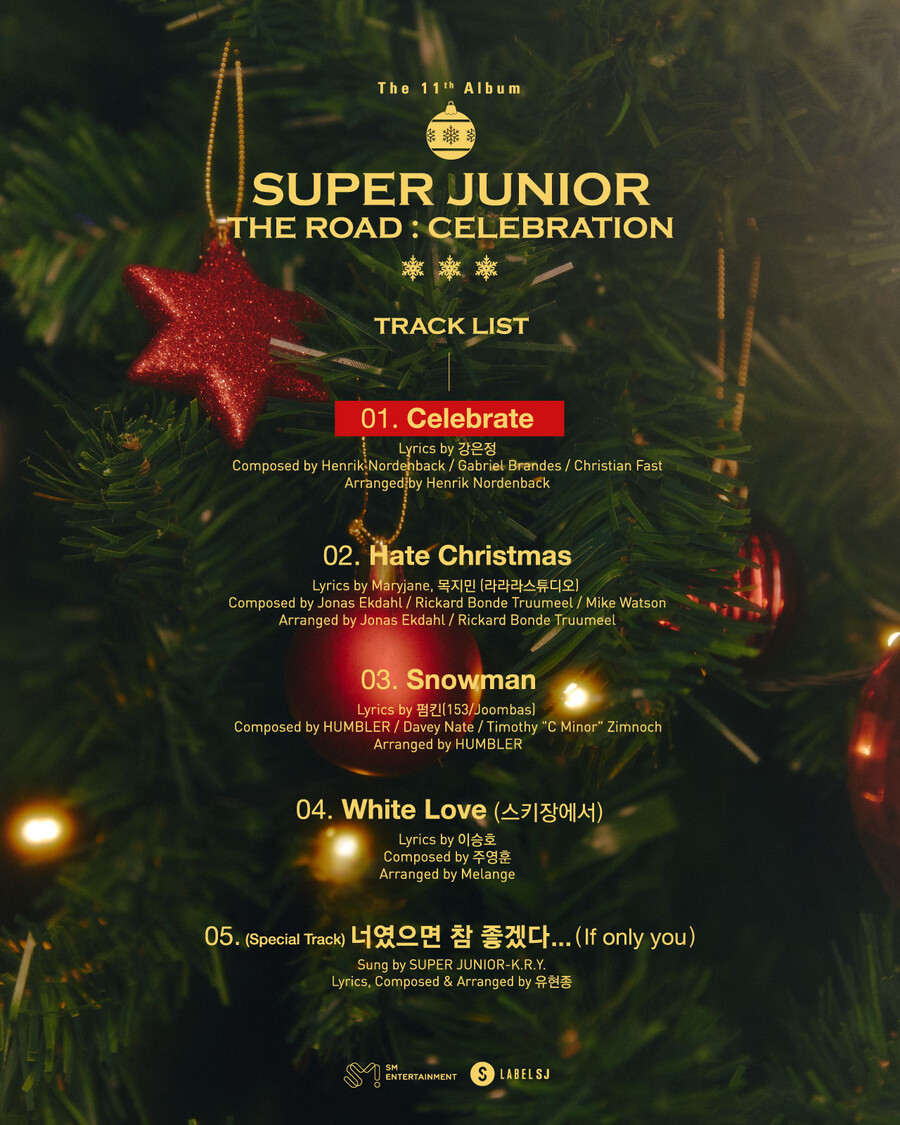 ▲ 그룹 슈퍼주니어 정규 11집 Vol.2 트랙리스트. 제공ㅣLabel SJ