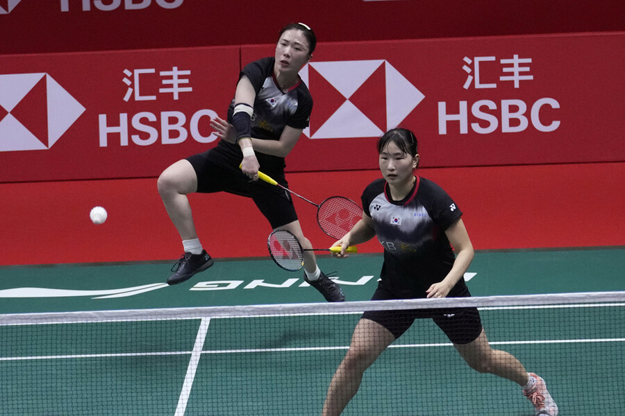 ▲ 2022 BWF 월드투어 파이널 여자복식 4강에 진출한 정나은(오른쪽)과 김혜정 ⓒ연합뉴스/AP