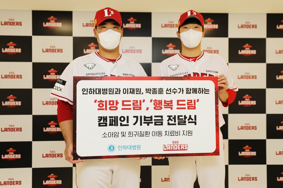 ▲ 이재원(왼쪽)-박종훈 ⓒSSG 랜더스