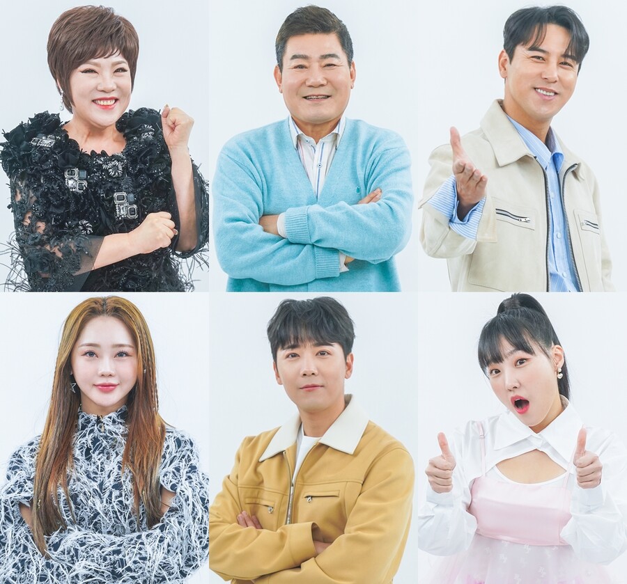▲ (왼쪽 위부터 시계방향)김연자, 진성, 장민호, 이은지, 이홍기, 홍지윤. 제공|TV조선 '미스터트롯2-새로운 전설의 시작'