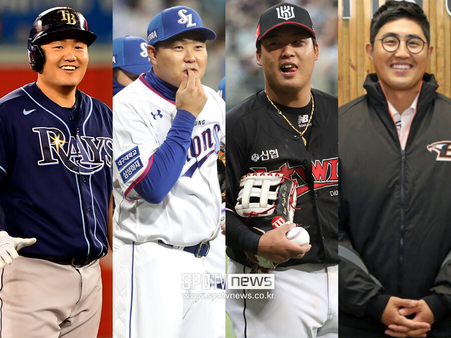 ▲WBC 한국 대표팀 1루수 후보 최지만, 오재일, 강백호, 채은성(왼쪽부터). ⓒ스포티비뉴스DB, 한화 이글스