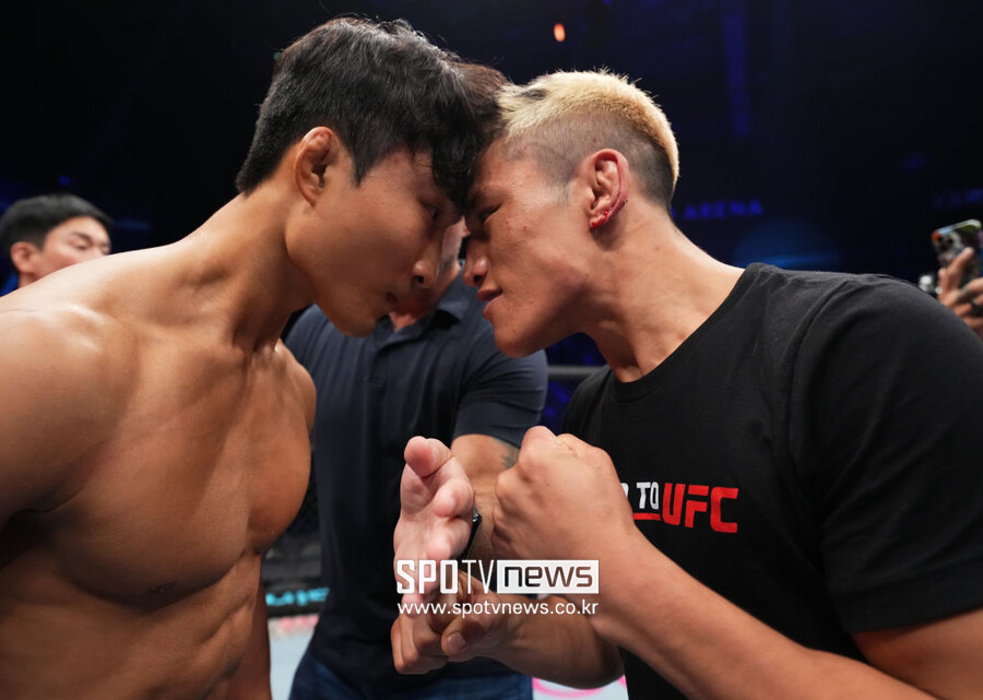 ▲ 이정영(왼쪽)은 UFC 계약을 놓고 다음 달 5일(한국 시간) 중국의 이자와 승부를 펼친다.