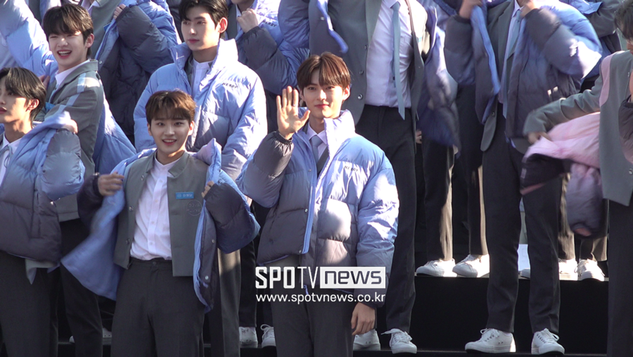 ▲ 첫 센터 성한빈 등 '보이즈 플래닛' 출연진. 최은지 기자 choi00@spotv.net